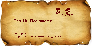 Petik Radamesz névjegykártya
